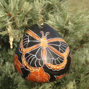 Monarch Butterflies Gourd Ornament - Dark CRG105N Dark