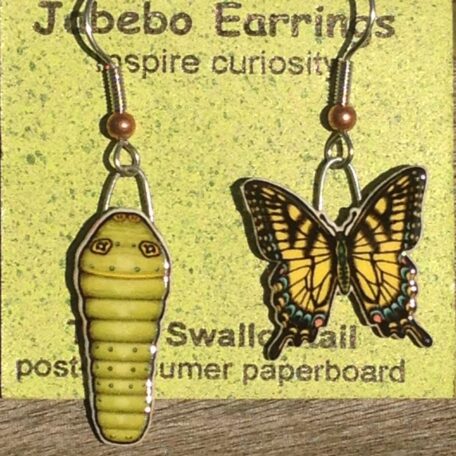 Tiger Swallowtail Butterfly and Caterpillar Earrings 427